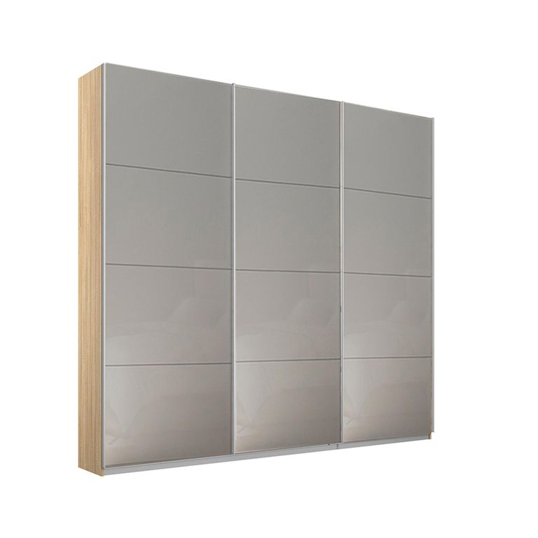 Rauch Kulmbach 203cm 3 Door Sliding Wardrobe - Sonoma Oak and Grey High Gloss