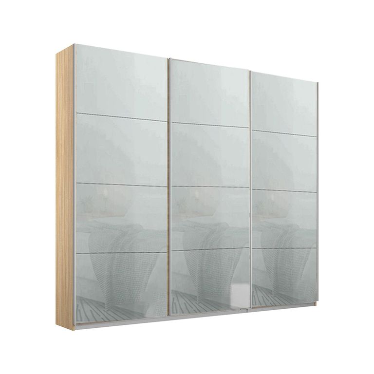 Kulmbach Sliding Wardrobe - 203cm - 3 Door - Sonoma Oak & Silk Grey Glass