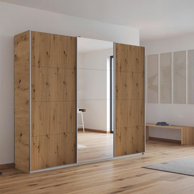Rauch Kulmbach 203cm 3 Door Sliding Wardrobe with Mirror - Artisan Oak