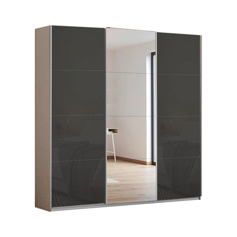 Kulmbach Sliding Mirror Wardrobe - 203cm - 3 Door - Champagne & Basalt Glass