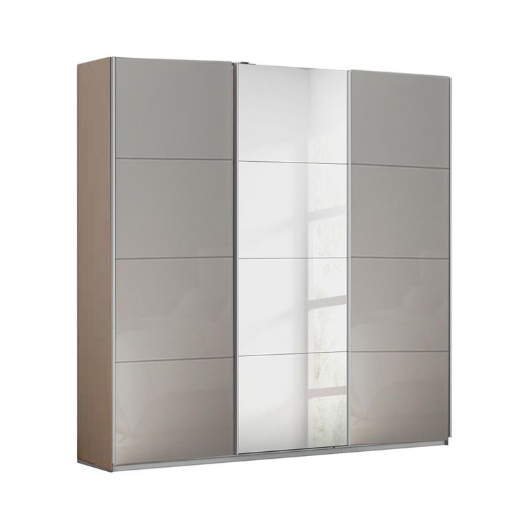 Rauch Kulmbach 203cm 3 Door Sliding Wardrobe with Mirror - Champagne and Grey High Gloss
