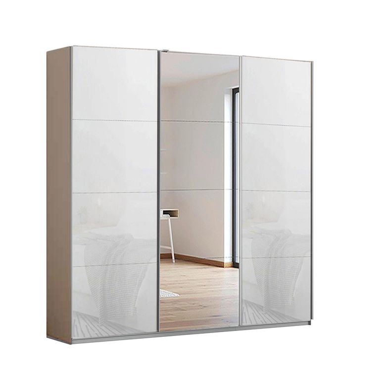 Kulmbach Sliding Mirror Wardrobe - 203cm - 3 Door - Champagne & White Glass