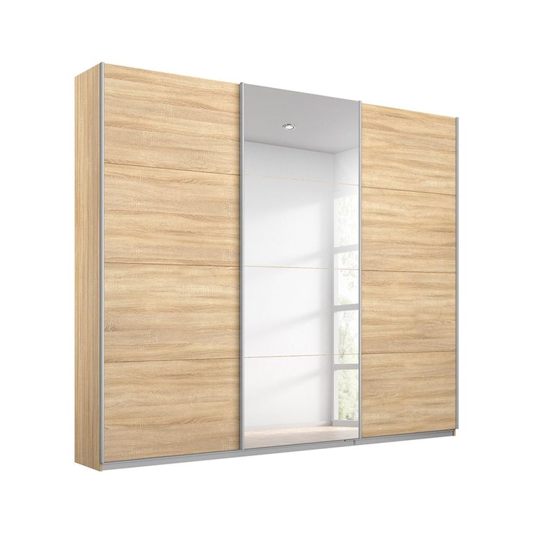 Rauch Kulmbach 203cm 3 Door Sliding Wardrobe with Mirror - Sonoma Oak