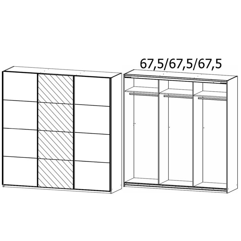 Rauch Kulmbach 203cm 3 Door Sliding Wardrobe with Mirror - Sonoma Oak