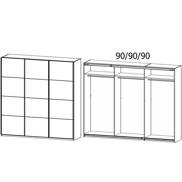 Kulmbach Sliding Wardrobe - 271cm - 3 Door - Alpine White