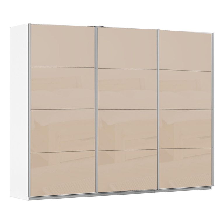 Kulmbach Sliding Wardrobe - 271cm - 3 Door - Alpine White & Champagne Glass