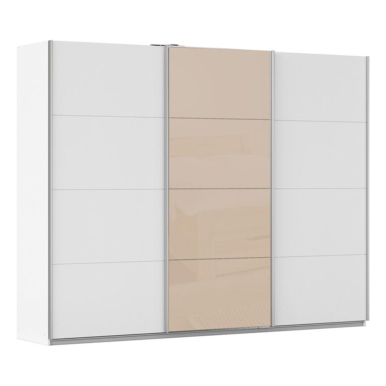 Kulmbach Sliding Wardrobe - 271cm - 3 Door - Alpine White & Champagne Glass Front