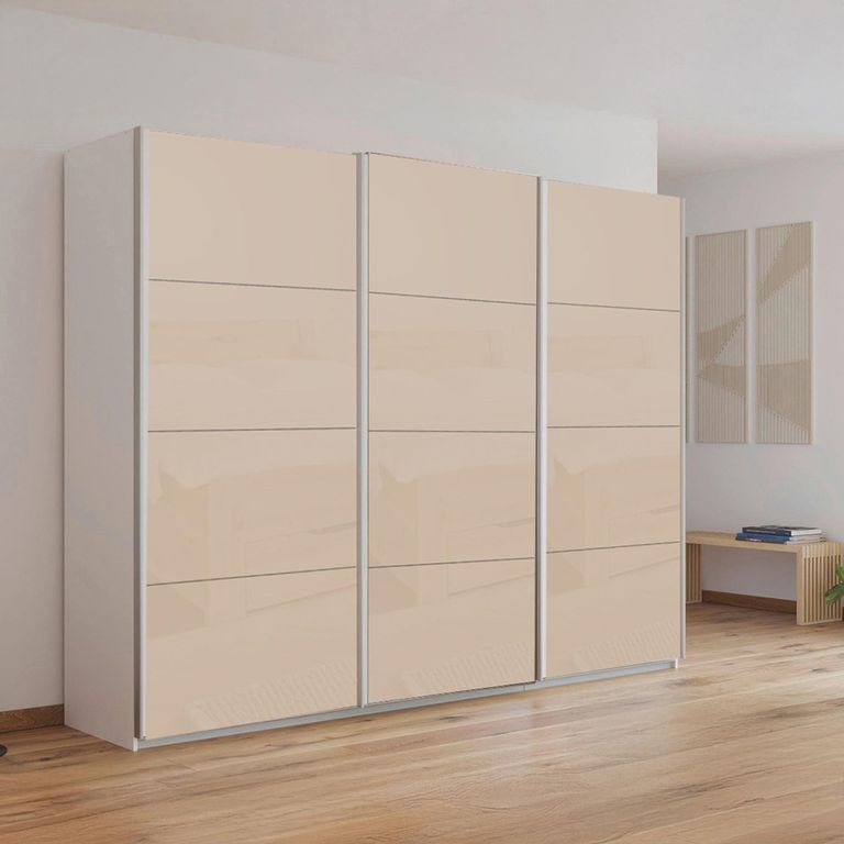 Kulmbach Sliding Wardrobe - 271cm - 3 Door - Alpine White & Champagne Glass