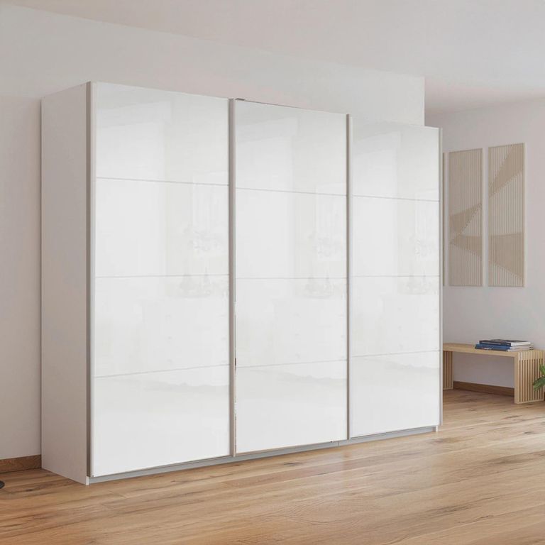 Kulmbach Sliding Wardrobe - 271cm - 3 Door - Alpine White & White High Gloss