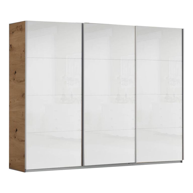 Kulmbach Sliding Wardrobe - 271cm - 3 Door - Artisan Oak & White High Gloss