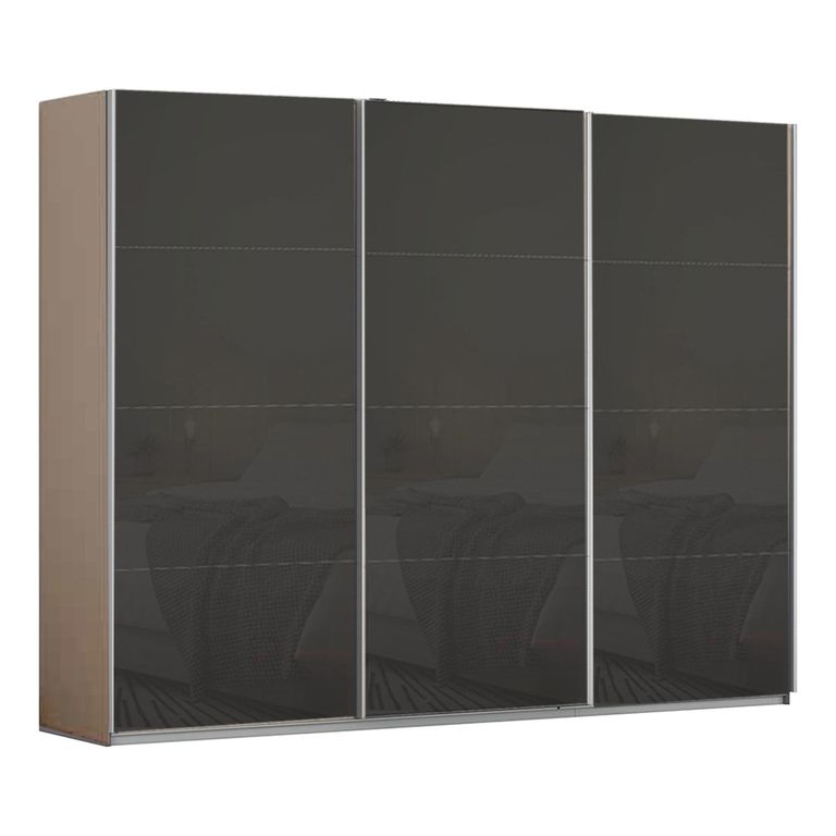Kulmbach Sliding Wardrobe - 271cm - 3 Door - Champagne & Basalt Glass