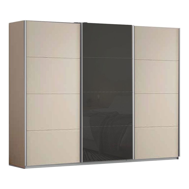 Kulmbach Sliding Wardrobe - 271cm - 3 Door - Champagne & Basalt Glass Front