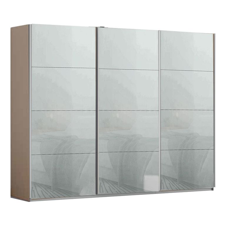 Kulmbach Sliding Wardrobe - 271cm - 3 Door - Champagne & Silk Grey Glass
