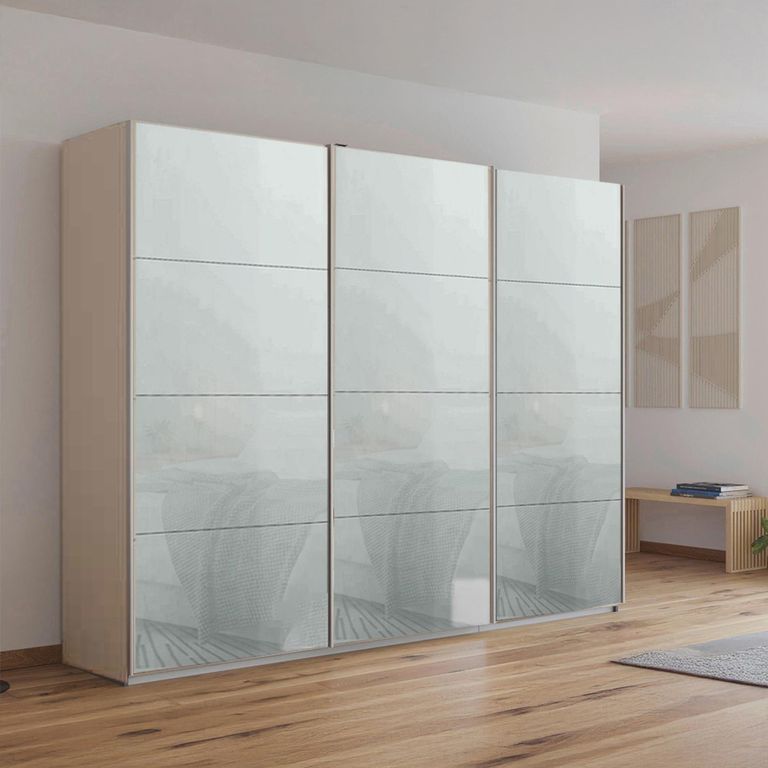Kulmbach Sliding Wardrobe - 271cm - 3 Door - Champagne & Silk Grey Glass