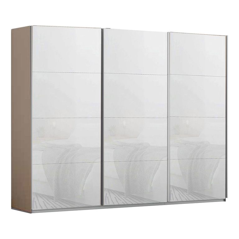Kulmbach Sliding Wardrobe - 271cm - 3 Door - Champagne & White Glass