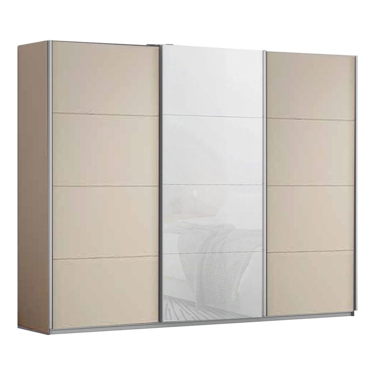 Kulmbach Sliding Wardrobe - 271cm - 3 Door - Champagne & White Glass Front
