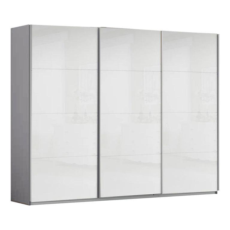 Kulmbach Sliding Wardrobe - 271cm - 3 Door - Silk Grey & White High Gloss