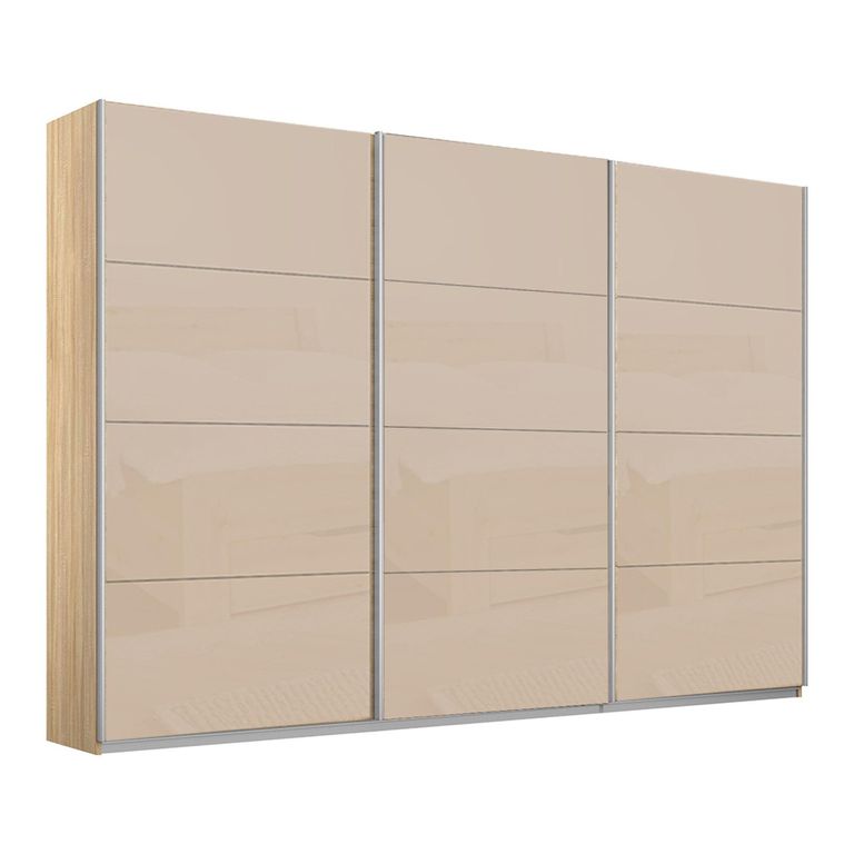 Kulmbach Sliding Wardrobe - 271cm - 3 Door - Sonoma Oak & Champagne Glass