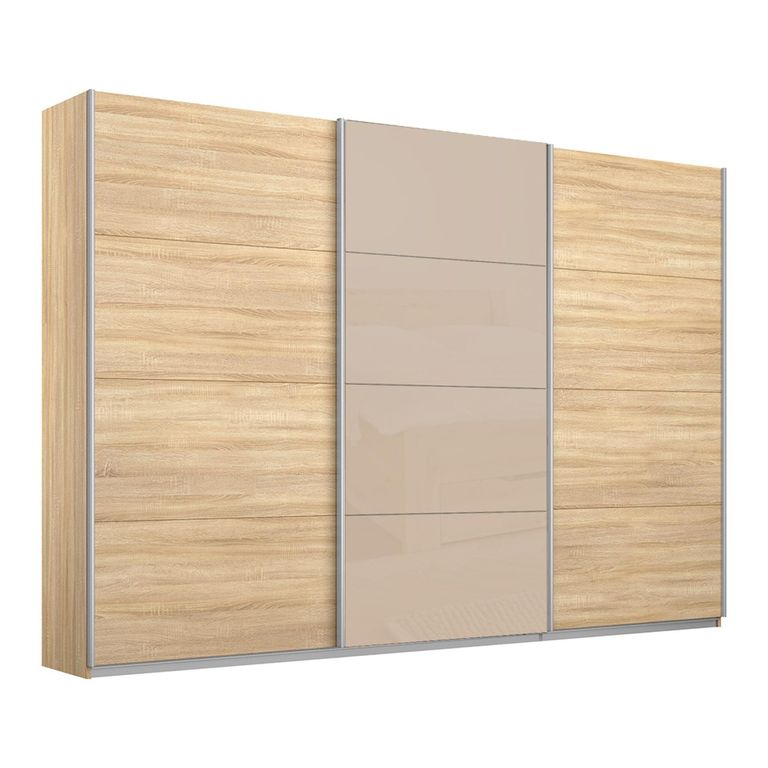 Kulmbach Sliding Wardrobe - 271cm - 3 Door - Sonoma Oak & Champagne Glass Front