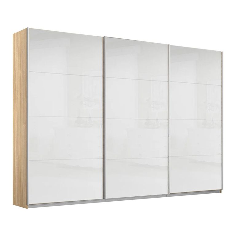 Kulmbach Sliding Wardrobe - 271cm - 3 Door - Sonoma Oak & White High Gloss