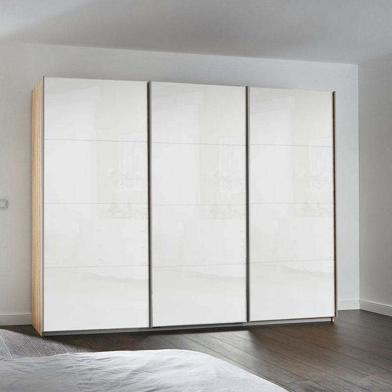 Kulmbach Sliding Wardrobe - 271cm - 3 Door - Sonoma Oak & White High Gloss