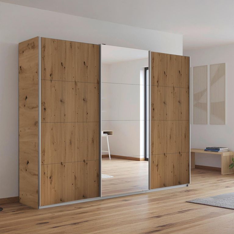 Kulmbach Sliding Mirror Wardrobe - 271cm - 3 Door - Artisan Oak