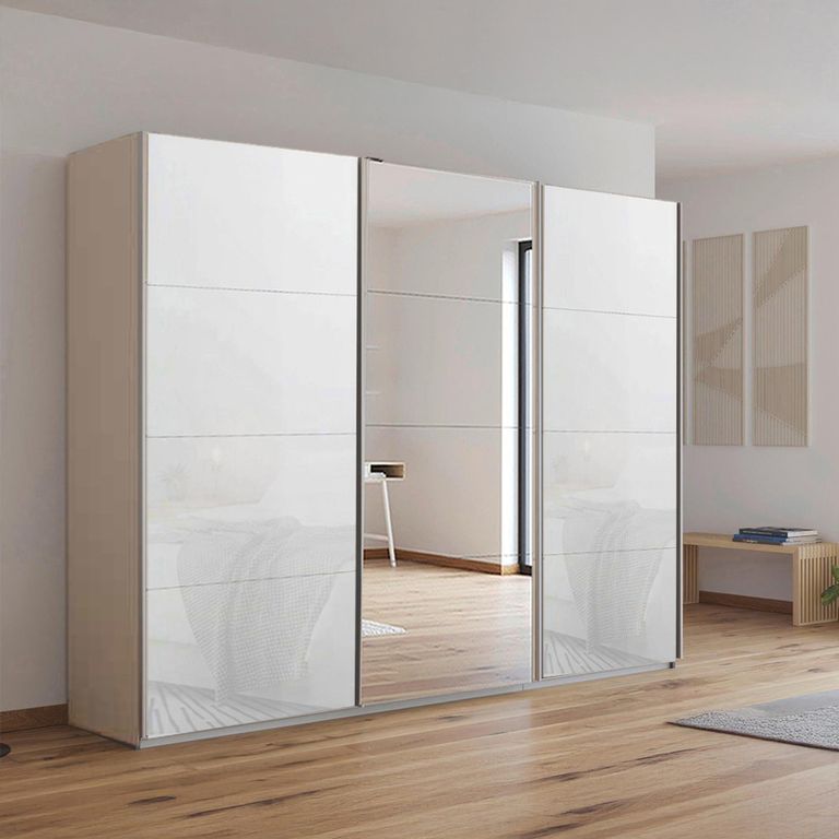 Kulmbach Sliding Mirror Wardrobe - 271cm - 3 Door - Champagne & White Glass