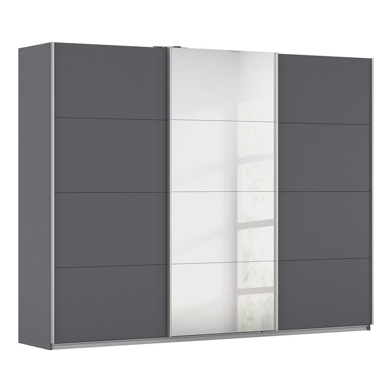 Kulmbach Sliding Mirror Wardrobe - 271cm - 3 Door - Metallic Dark Grey