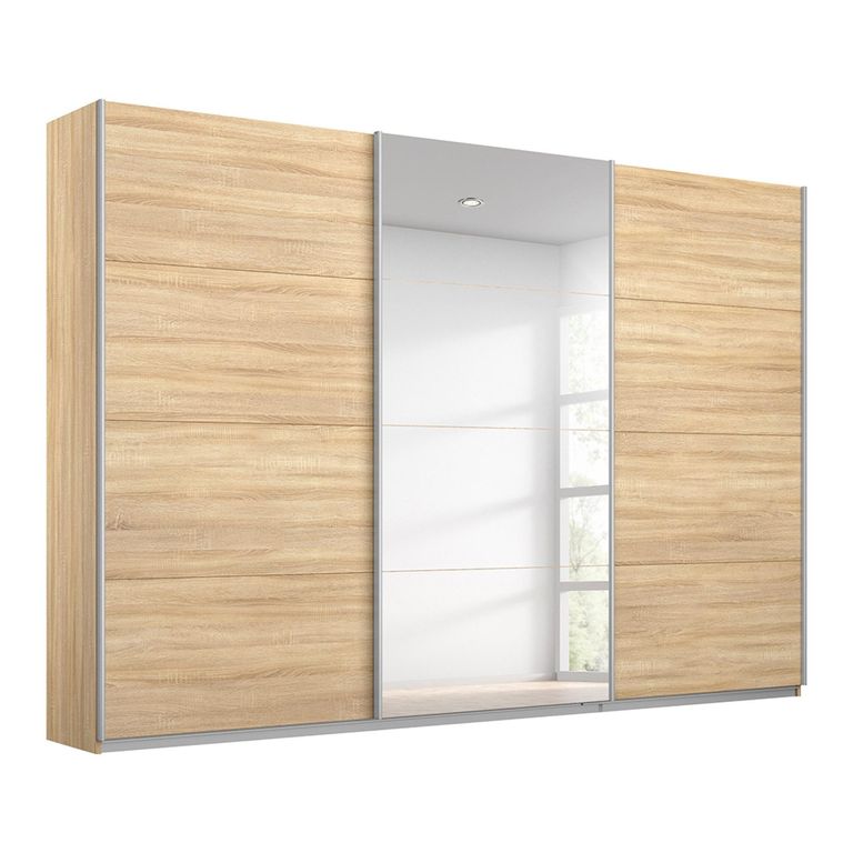 Kulmbach Sliding Mirror Wardrobe - 271cm - 3 Door - Sonoma Oak