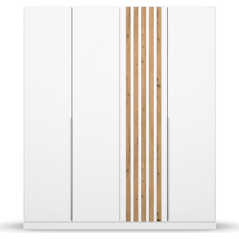 Rauch Lamella 181cm 4 Door Wardrobe - Alpine White and Artisan Oak