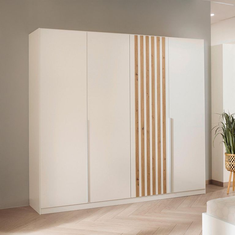 Rauch Lamella 226cm 4 Door Wardrobe - Alpine White and Artisan Oak