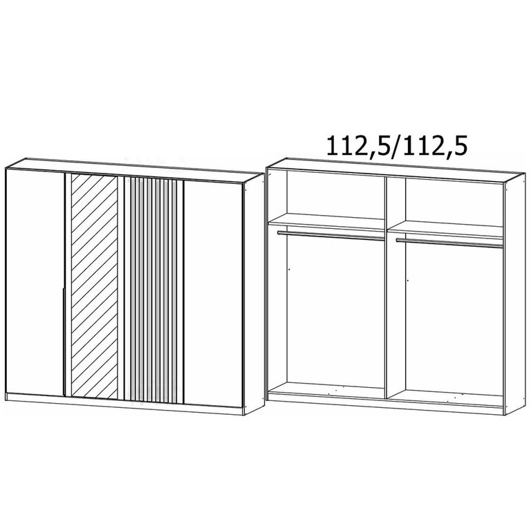 Rauch Lamella 226cm 4 Door Wardrobe with Mirror - Metallic Dark Grey and Artisan Oak