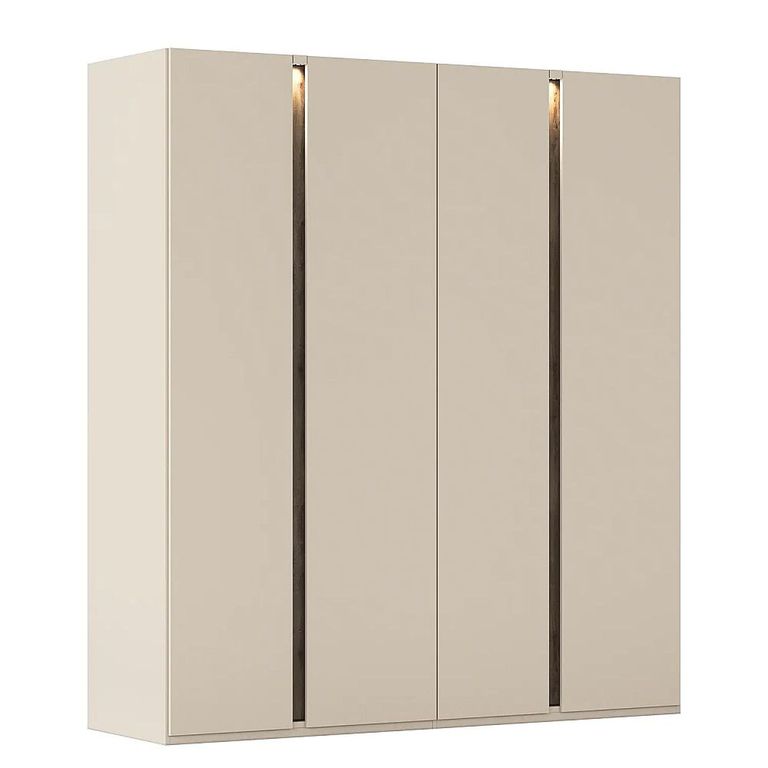 Rauch Luana 201cm 4 Door Wardrobe with Lighting - Champagne and Atlantic Dark Oak