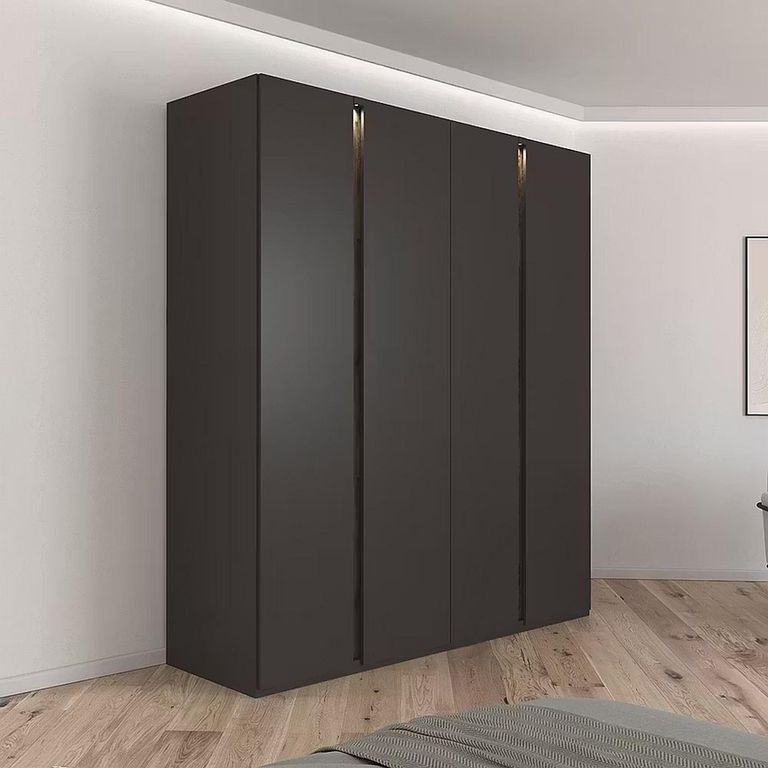 Rauch Luana 201cm 4 Door Wardrobe with Lighting - Graphite and Atlantic Dark Oak