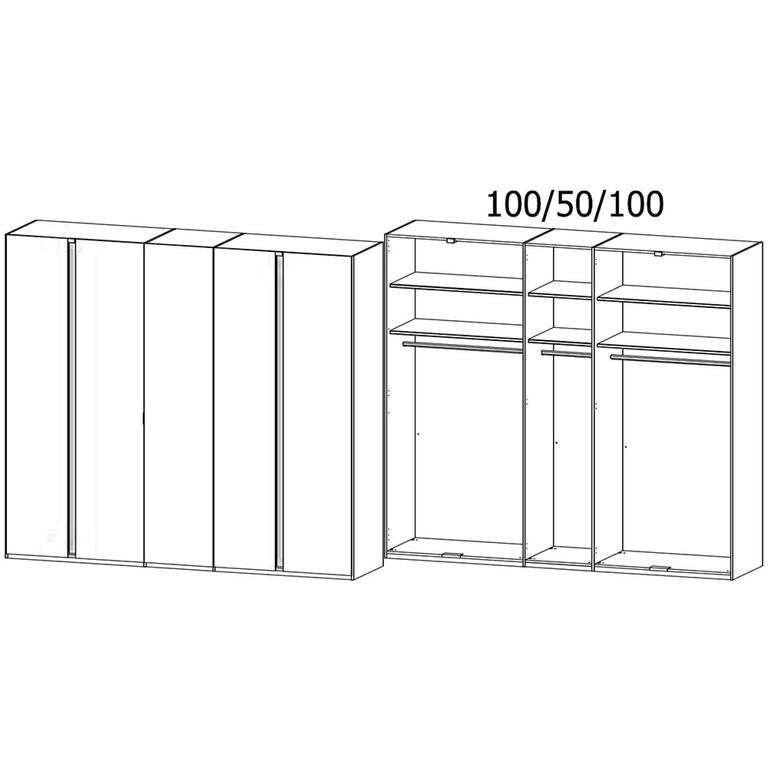 Rauch Luana 251cm 5 Door Wardrobe - Graphite and Atlantic Dark Oak