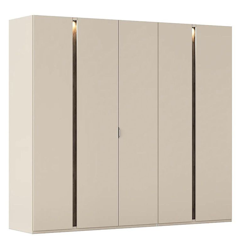Rauch Luana 251cm 5 Door Wardrobe with Lighting - Champagne and Atlantic Dark Oak