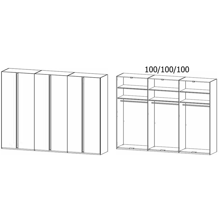 Rauch Luana 301cm 6 Door Wardrobe - Graphite and Atlantic Dark Oak