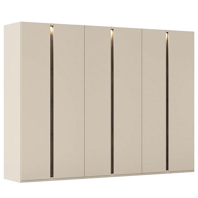 Rauch Luana 301cm 6 Door Wardrobe with Lighting - Champagne and Atlantic Dark Oak