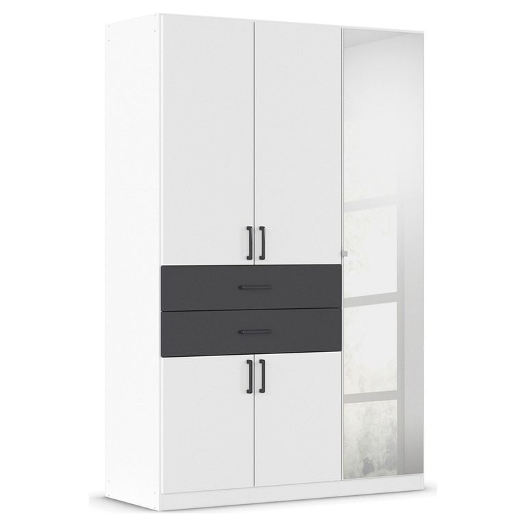 Maika Wardrobe - 136cm - 5 Door - Combi - H210cm - Alpine White & Metallic Dark Grey