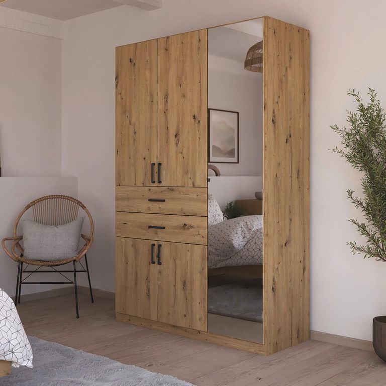 Maika Wardrobe - 136cm - 5 Door - Combi - H210cm - Artisan Oak