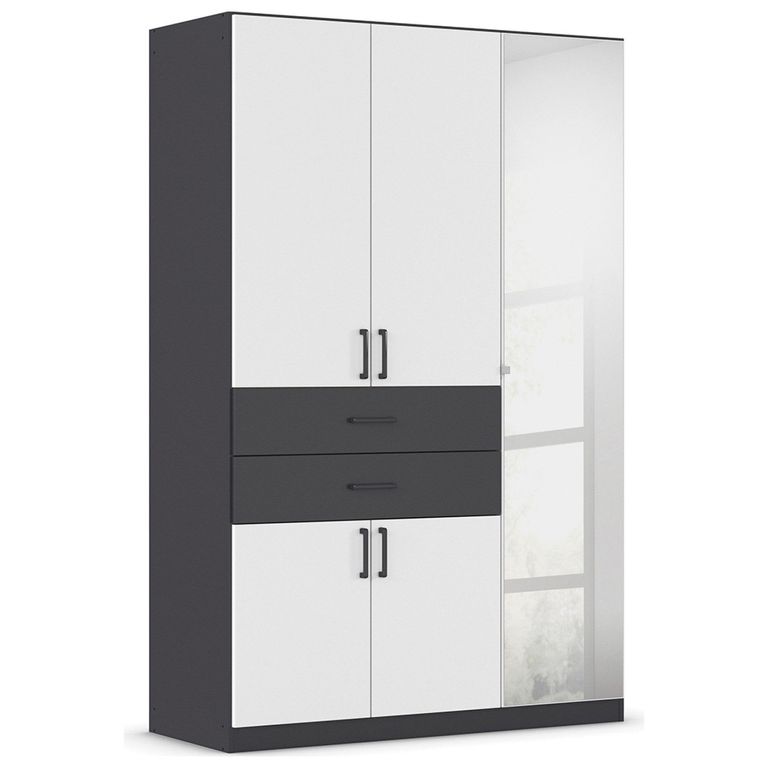 Maika Wardrobe - 136cm - 5 Door - Combi - H210cm - Metallic Dark Grey & Alpine White