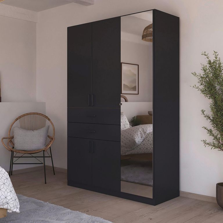 Maika Wardrobe - 136cm - 5 Door - Combi - H210cm - Metallic Dark Grey