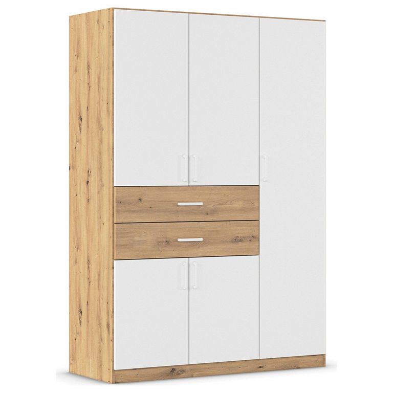 Rauch Maika 136cm 5 Door Wardrobe - H 197cm - Artisan Oak and Alpine White