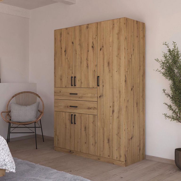 Rauch Maika 136cm 5 Door Wardrobe - H 197cm - Artisan Oak