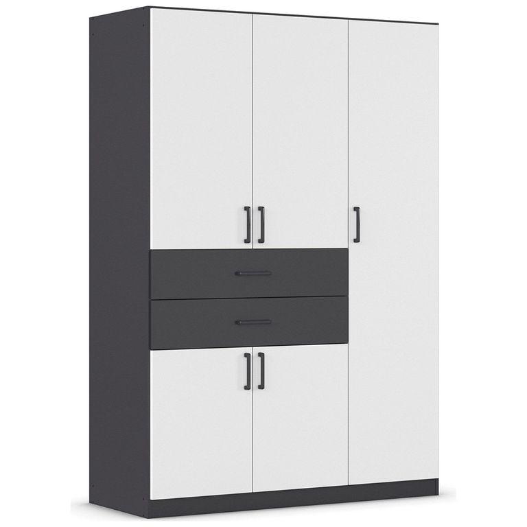 Rauch Maika 136cm 5 Door Wardrobe - H 197cm - Metallic Dark Grey and Alpine White