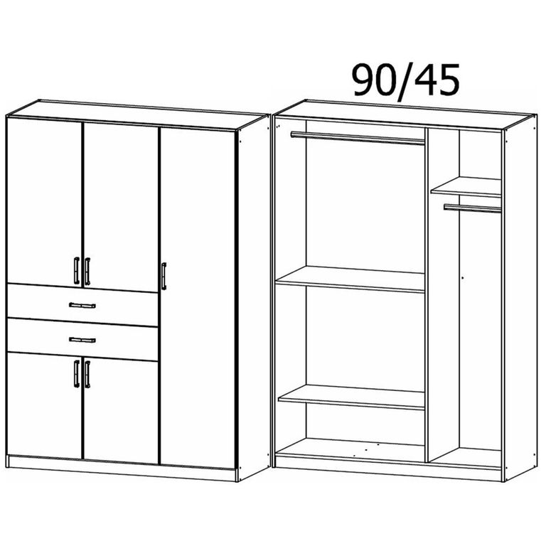 Rauch Maika 136cm 5 Door Wardrobe - H 210cm - Alpine White and Metallic Dark Grey