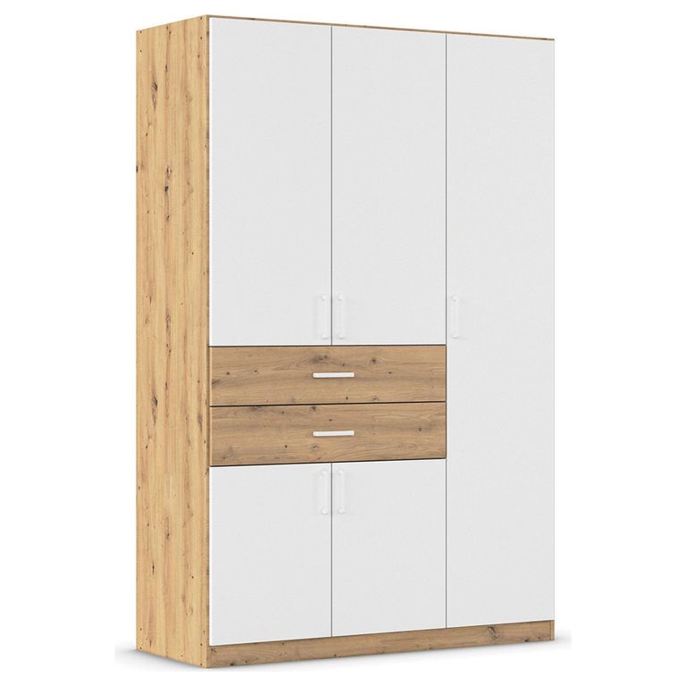 Rauch Maika 136cm 5 Door Wardrobe - H 210cm - Artisan Oak and Alpine White