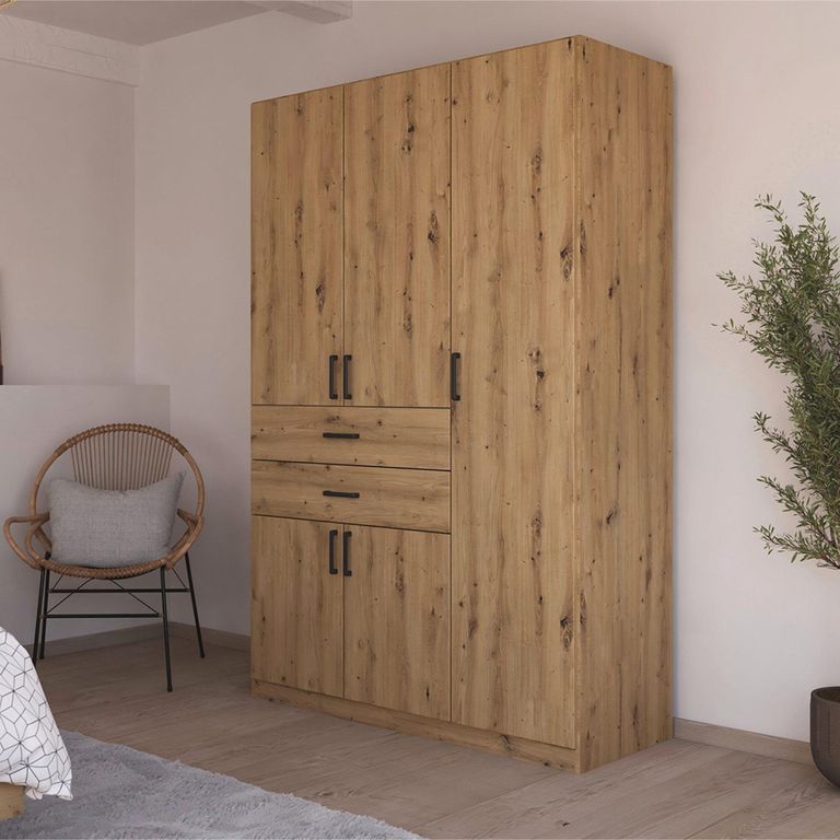 Rauch Maika 136cm 5 Door Wardrobe - H 210cm - Artisan Oak