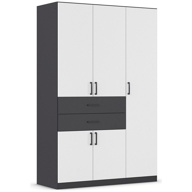 Rauch Maika 136cm 5 Door Wardrobe - H 210cm - Metallic Dark Grey and Alpine White