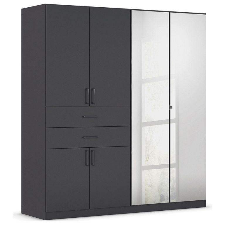 Rauch Maika 181cm 6 Door Combi Wardrobe - H 197cm - Metallic Dark Grey